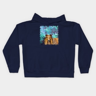 The Inquisitive Collie of the Psychedelic Dog Parade Kids Hoodie